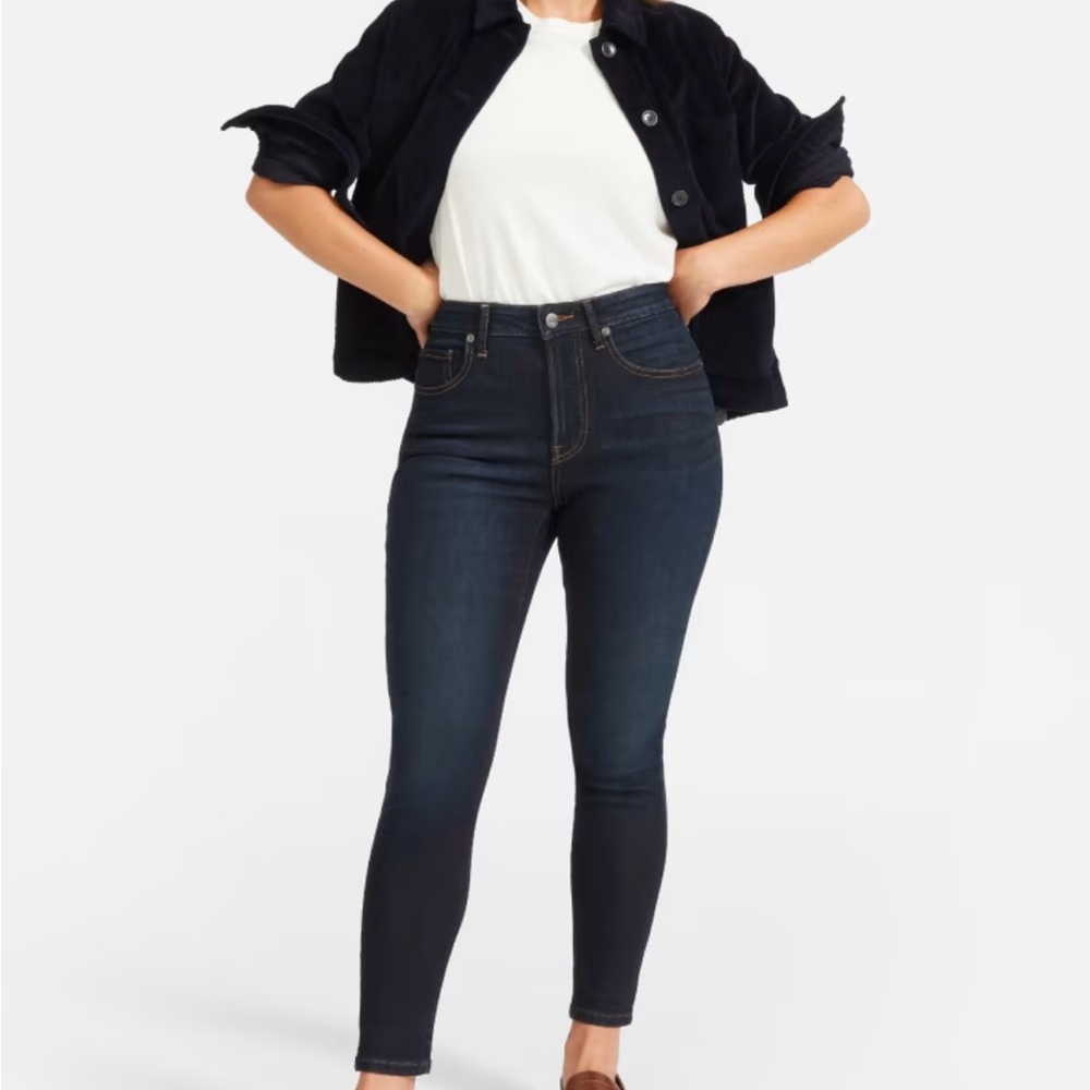 Everlane Curvy Stretch High-Rise Skinny Jean - size 30 crop - dark blue wash